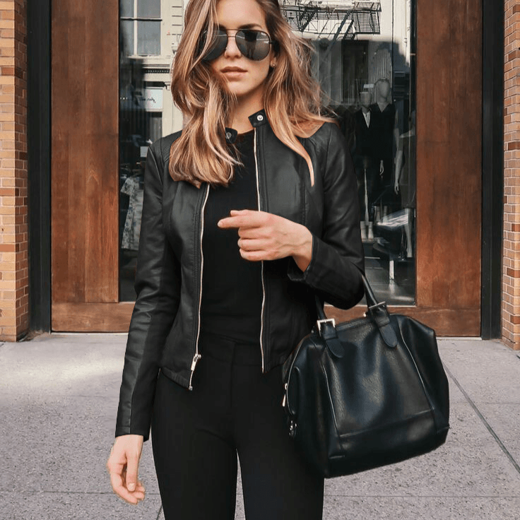 Women's fashion leather PU suit small jacket