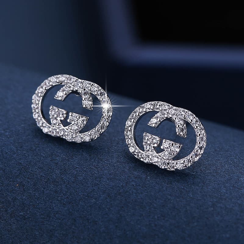 Boucles d'oreilles pendantes classiques rétro colorées en cristal de zircon, lettre double G, pour femmes, breloque de luxe, bijoux de fête, cadea