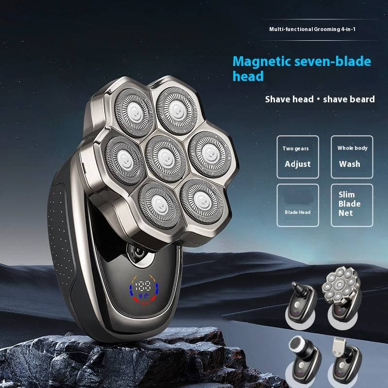 Rotary Electric Shaver – 4D Floating Heads, LED Display, IPX7 Waterproof, 60-Min Runtime For Men’s Beard & Head Shaving