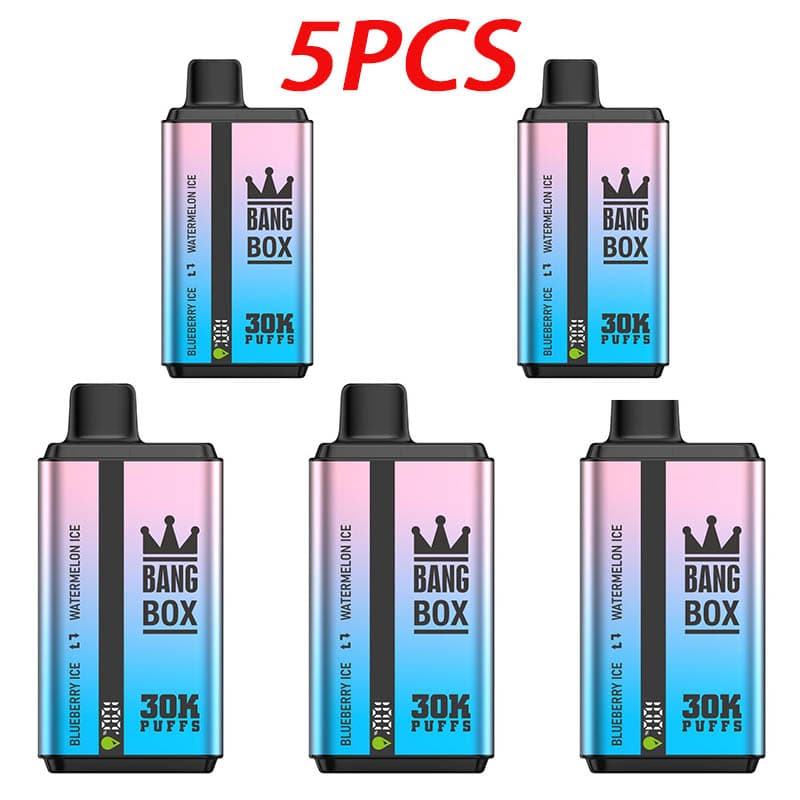 Lot de 5 vapes jetables à double saveur Bang Box 30 KPuffs, 35 ml, pré-remplies, 850 mAh, écran de type C