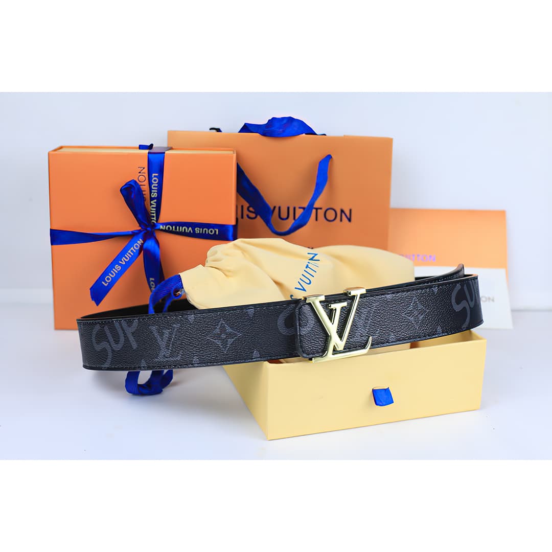 Ceinture classique en cuir véritable pour homme avec patchwork à carreaux et coffret cadeau durable