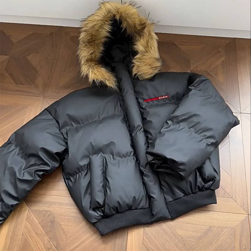 Men's Clothing 2025 Autumn And Winter High-quality Detachable Fur Collar Hooded Cotton Coat Trendy Warm Thick Down Cotton Coat