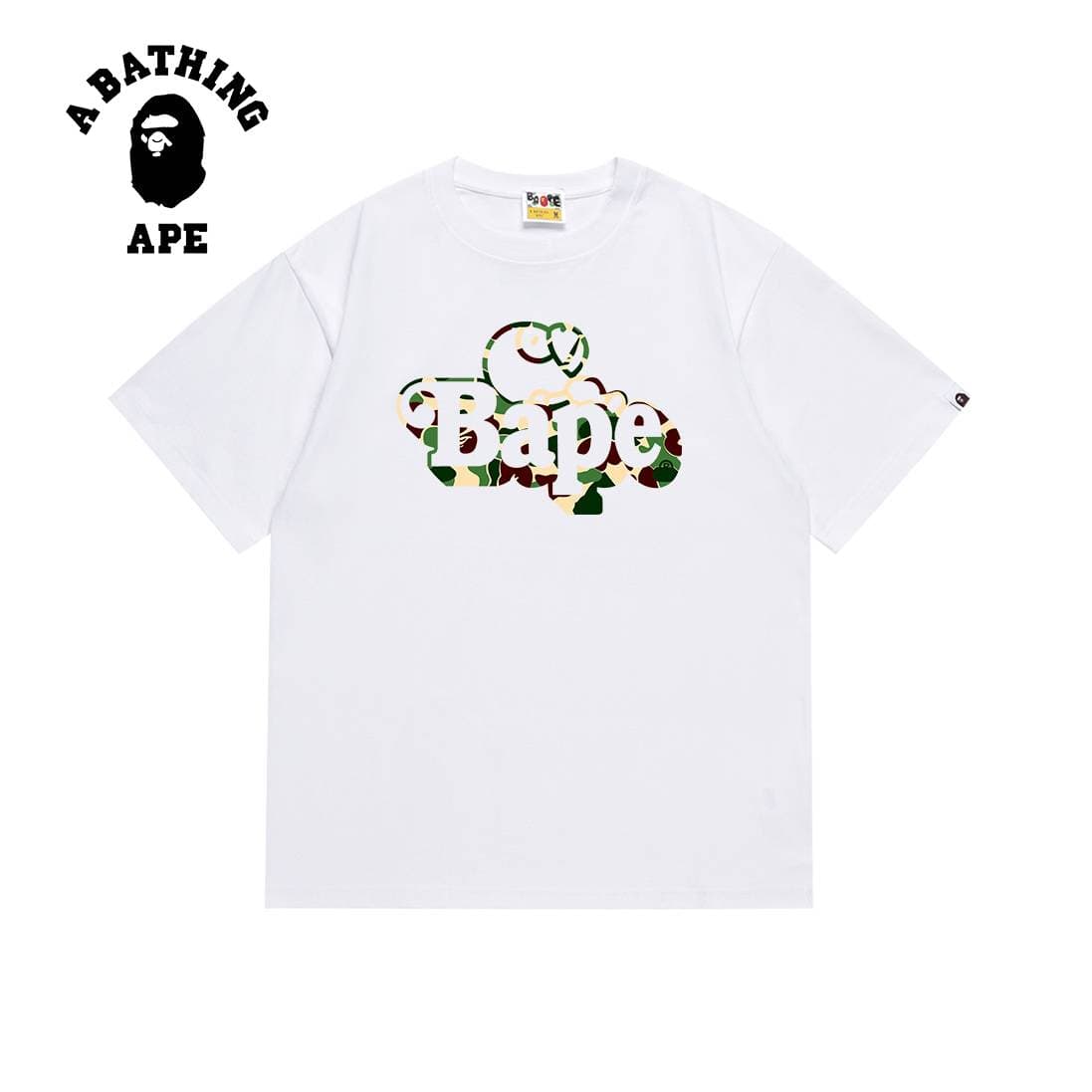 A BATHING APE BAPE-Camouflage Cartoon BABY MILO Printed Short Sleeved T-shirt Made Of Pure Cotton Fabric