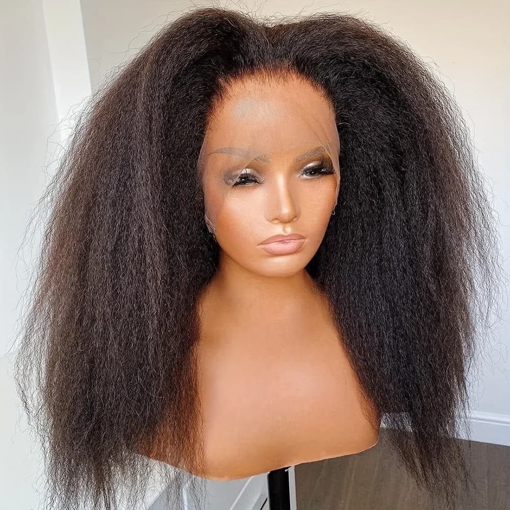 Kinky Straight Brazilian Lace Front Human Hair Wig