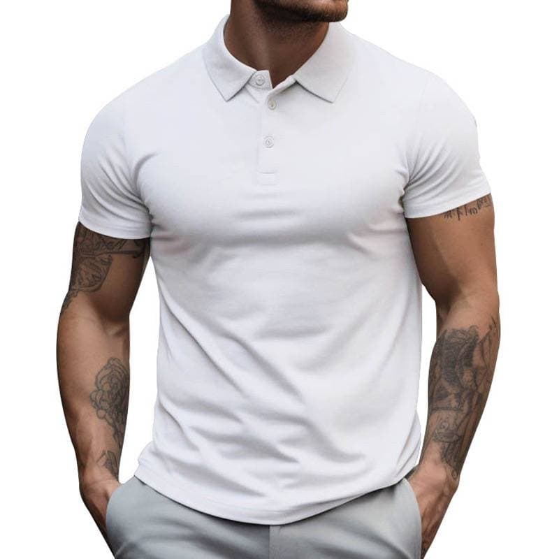 Summer Foreign Trade New Men's Lapel Short-sleeved T-shirt Polo Shirt Men's Extra-large Loose Collar Solid Color T-shirt