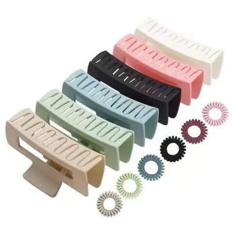 New Morandi Square Large Grab Clip Shark Clip Simple High Elastic Telephone Line Hair Ring Hair Accessories Wholesale