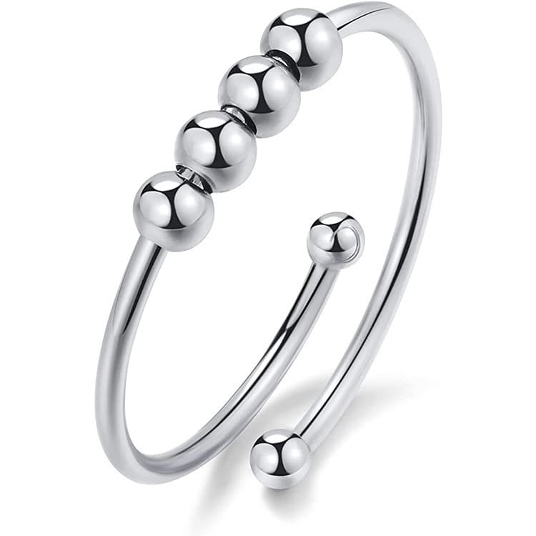 Micro motion bead spinner titanium steel single turn spiral free rotation anti stress anxiety ring ring