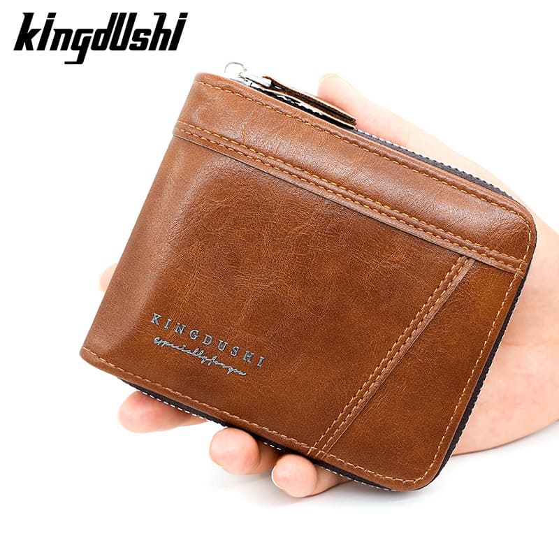 New Men's Short Wallet Horizontal Zipper Money Clip Fashion Casual Large Capacity Multi-card Money Clip