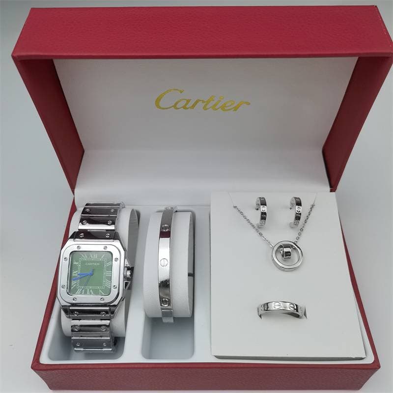 Montres pour hommes, ensemble de cinq pièces, montres à quartz à cadran carré rétro tendance