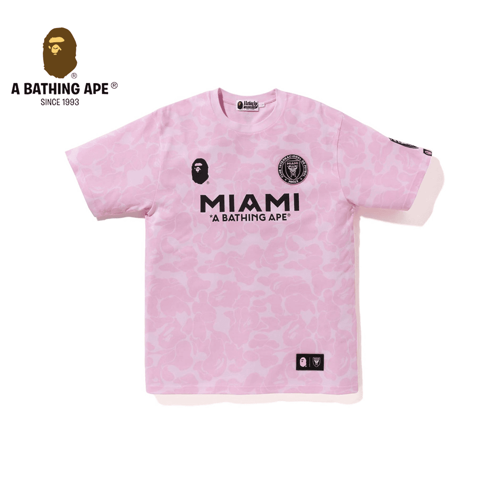 T-shirt à manches courtes A BATHING APE, collaboration Miami, motif tête de singe, en pur coton