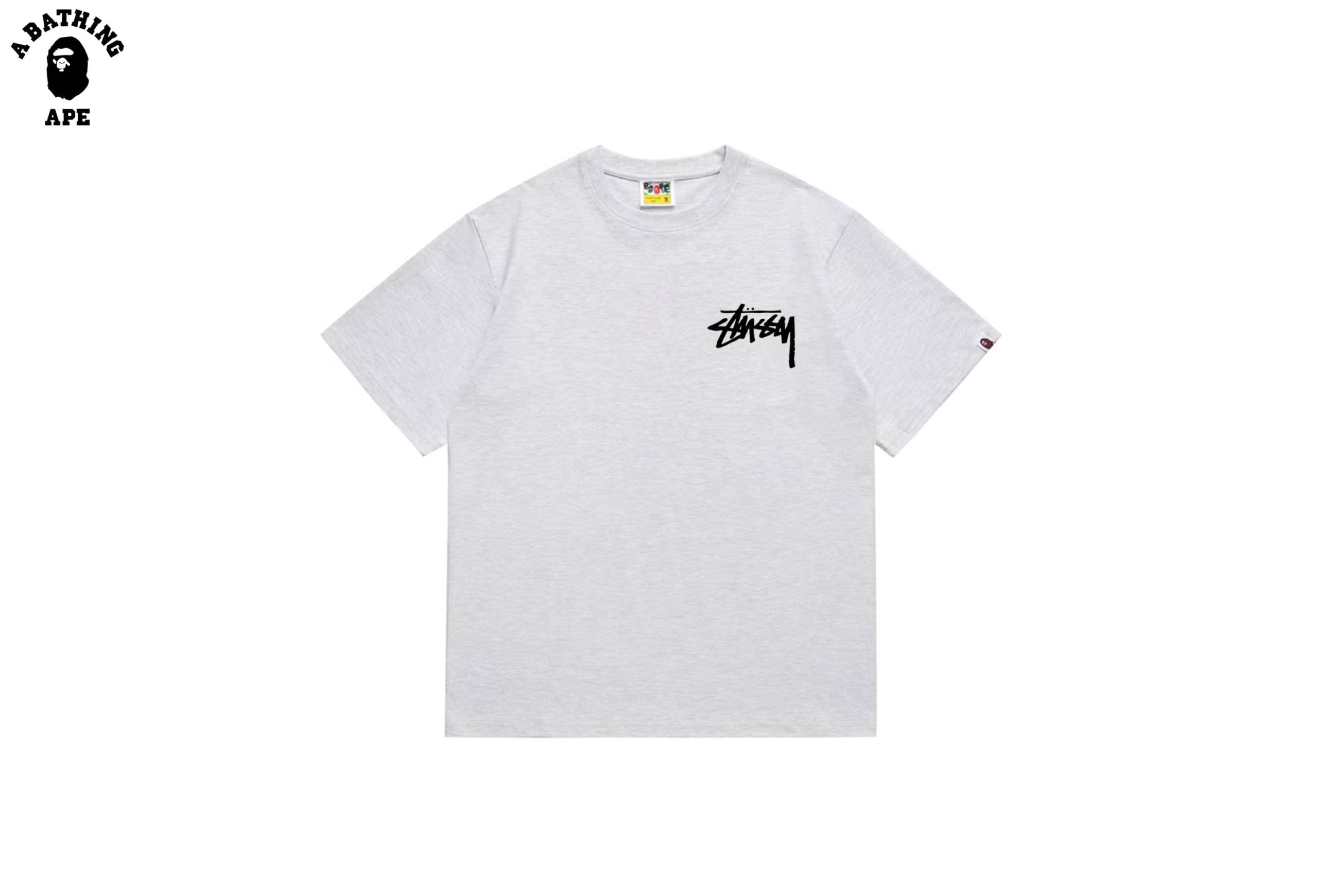 A BATHING APE BAPE-BAPE&Stussy Collaboration Stusey Letter Ape Man T-shirt Made Of Pure Cotton Fabric