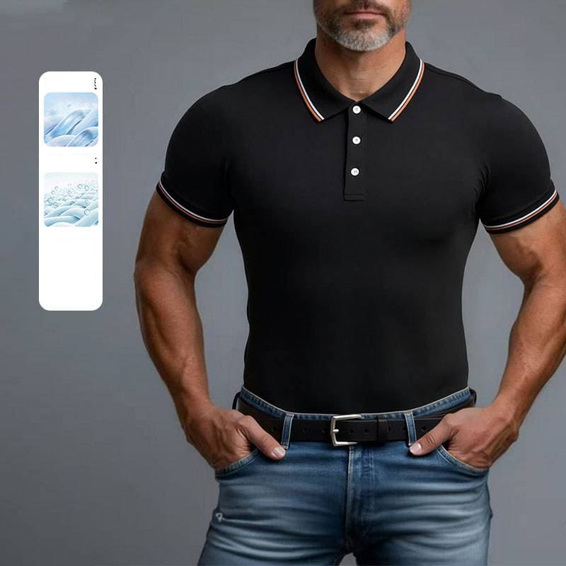 Men's Clothing Fit Short Sleeve Lightweight Business Casual T-Shirt Breathable & Comfortable (White, Orange, Green, Beige, Navy, Blue, Black)​