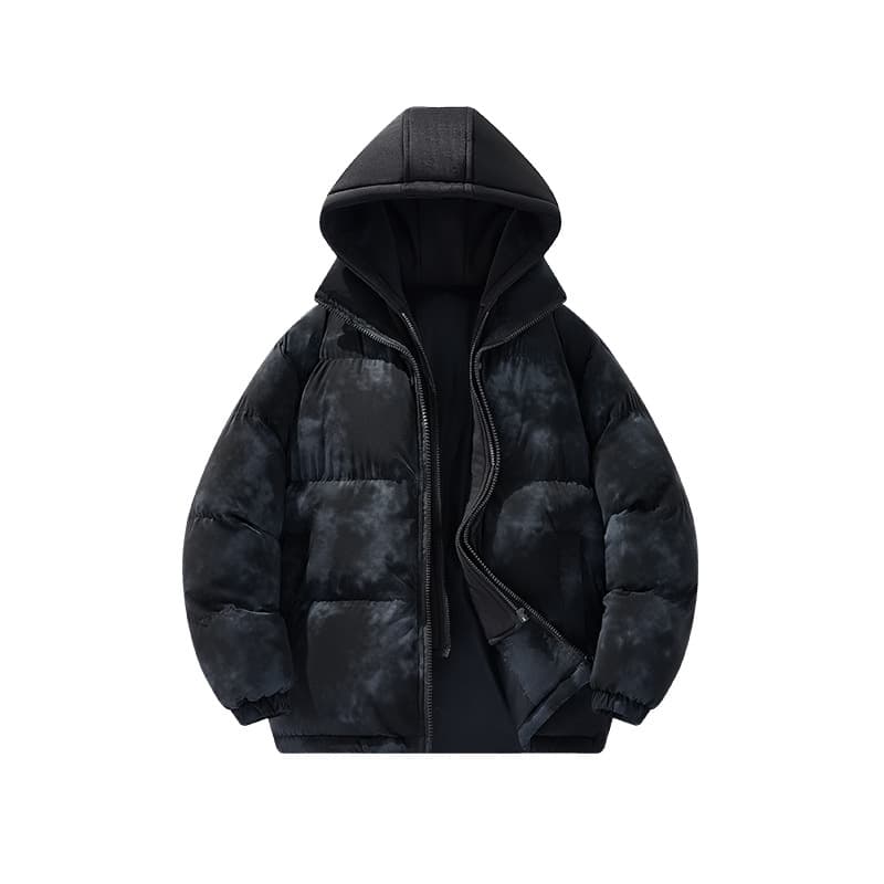 ​​Men’s Detachable Hood Puffer Jacket – Versatile Streetwear Coat For Couples (Black/Beige/Green)​​
