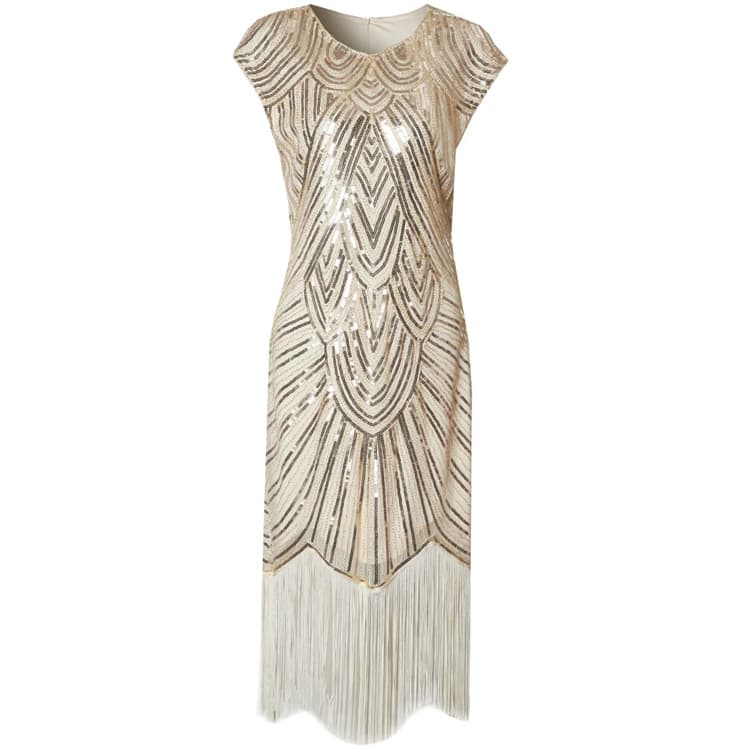 Women's Clothing Flapper Fringe Dress With Sequins – 1920s Retro Party Gown For Women (Plus Size Available)