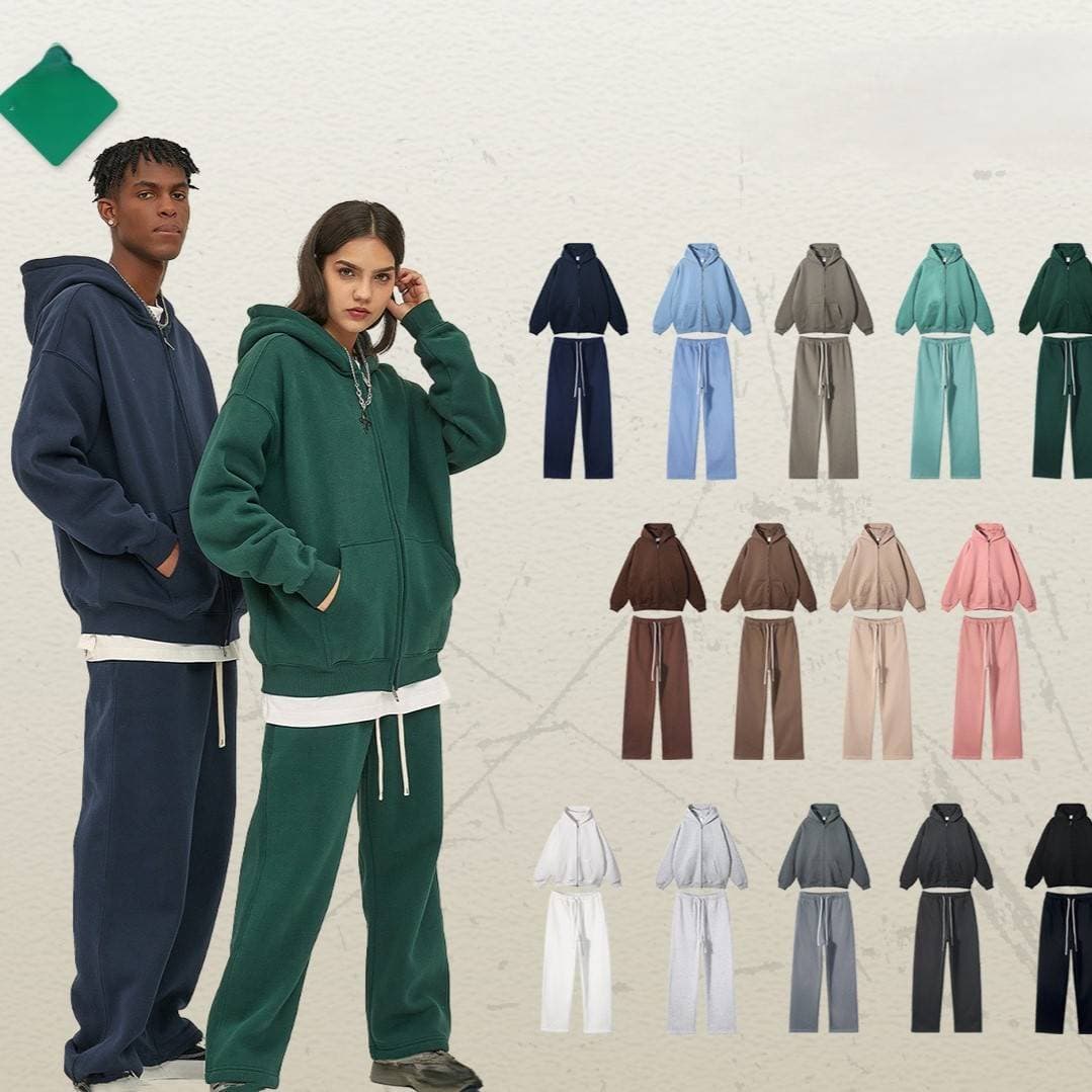 Men's Clothing Wear New Arrivals Plus Velvet Thickened Zipper Sweater Pants Set