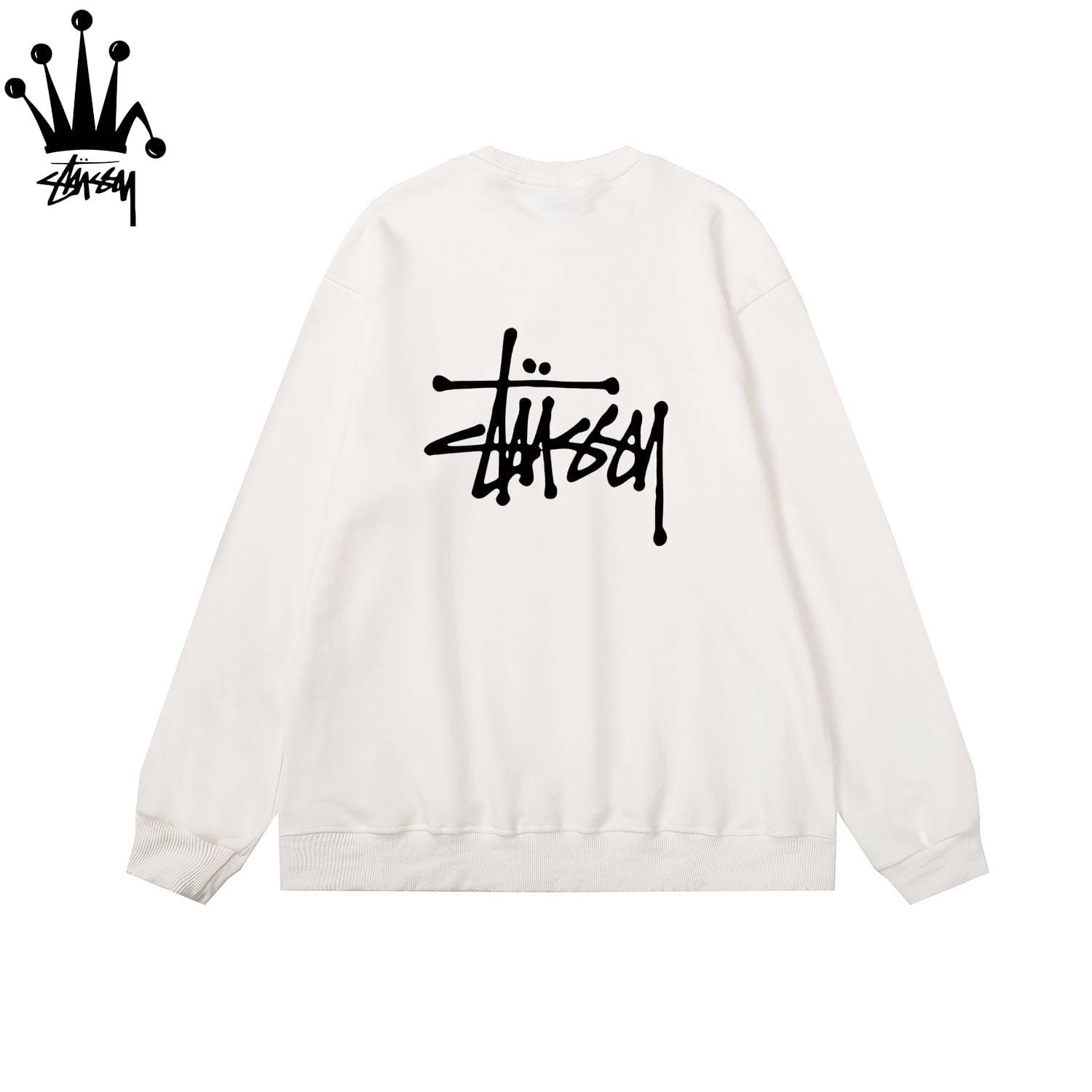 Sweat-shirt à manches longues Stussy Basic Style avec logo imprimé, en pur coton, pour homme et femme