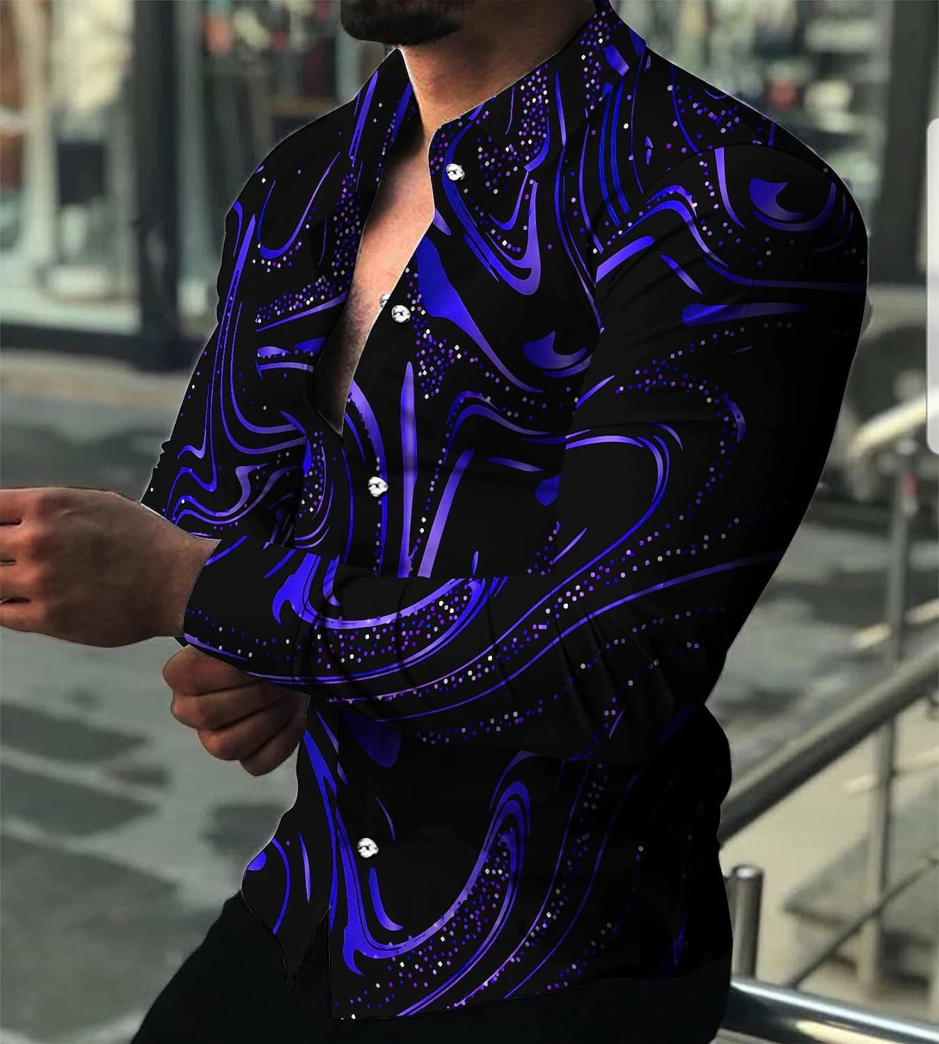 Trendy New Fashion Men's Shirt Single Breasted Shirt Pattern Printed Long Sleeved Tops Men's Clothing Cardigan
