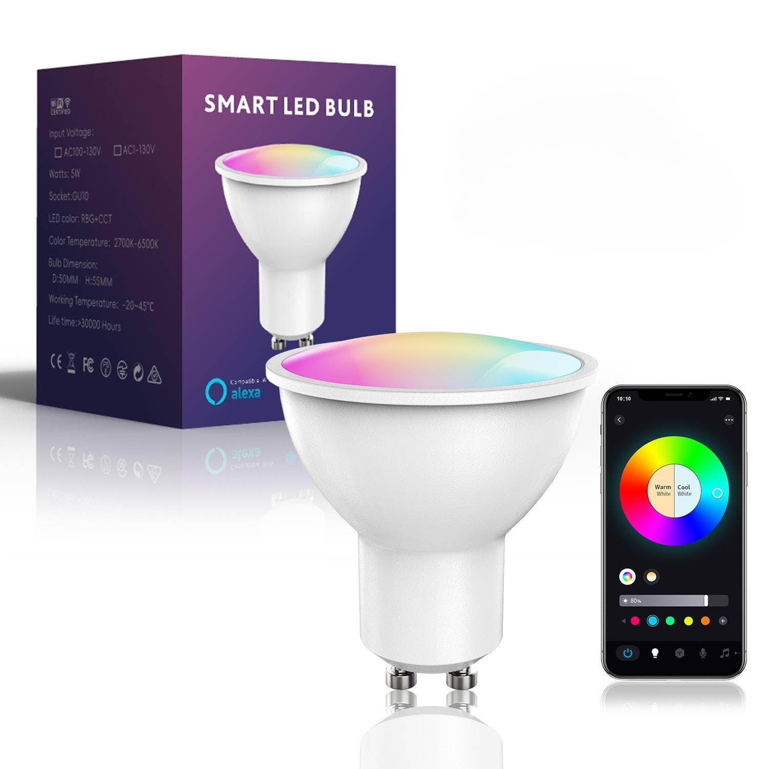 Light Bulbs WIFI Bluetooth Dimming Color RGB Colorful Timing Voice Smart 5W Lamp Cup Spotlight Track