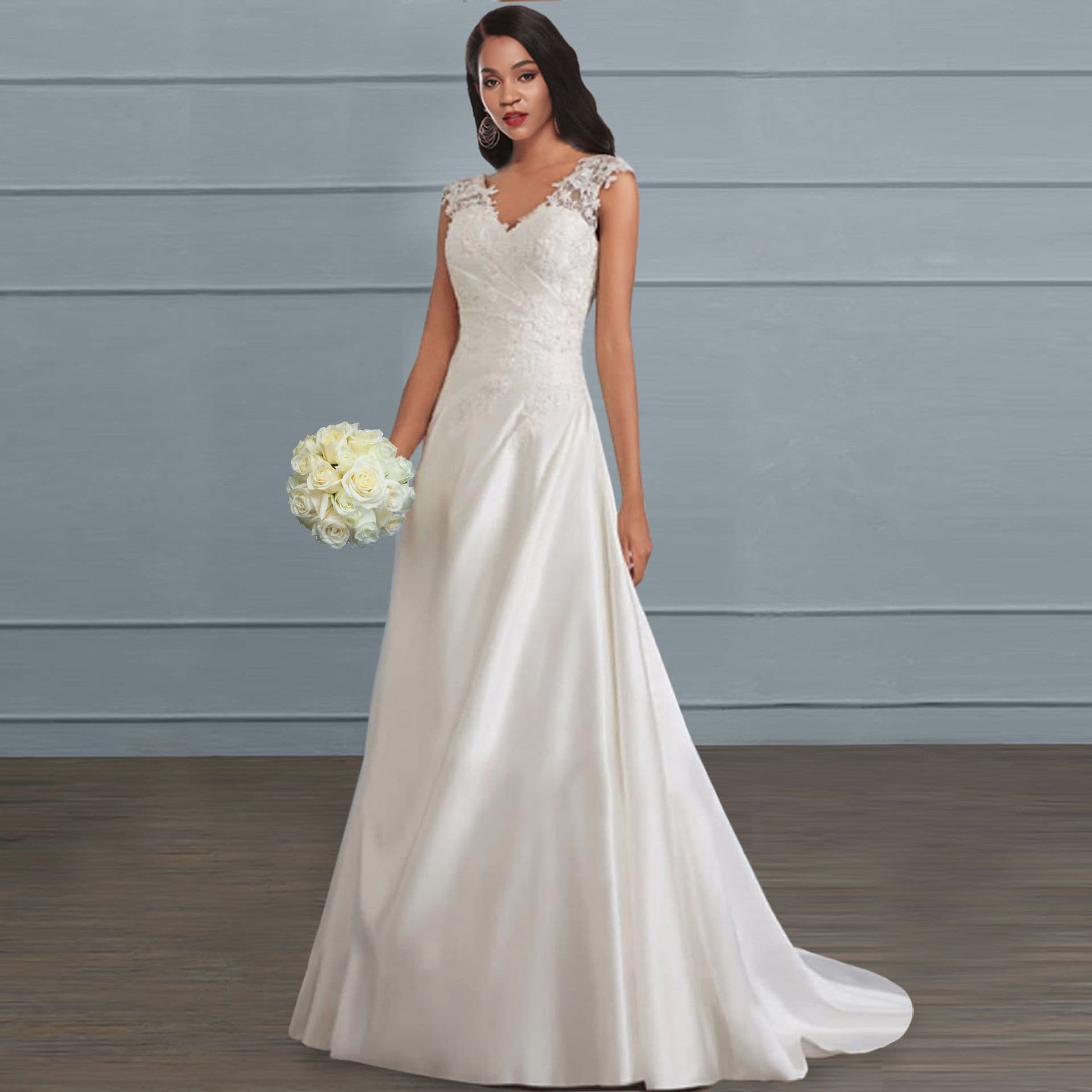 Women's Clothing Women's Solid Color Lace Splicing Suspenders Hollow Backless Dress Toast Wedding Dress Long Skirt
