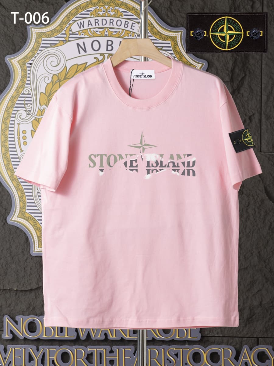 T-006 - T-shirt d'été à manches courtes et col rond en pur coton, haut tendance de haute qualité, léger et respirant pour l'été.