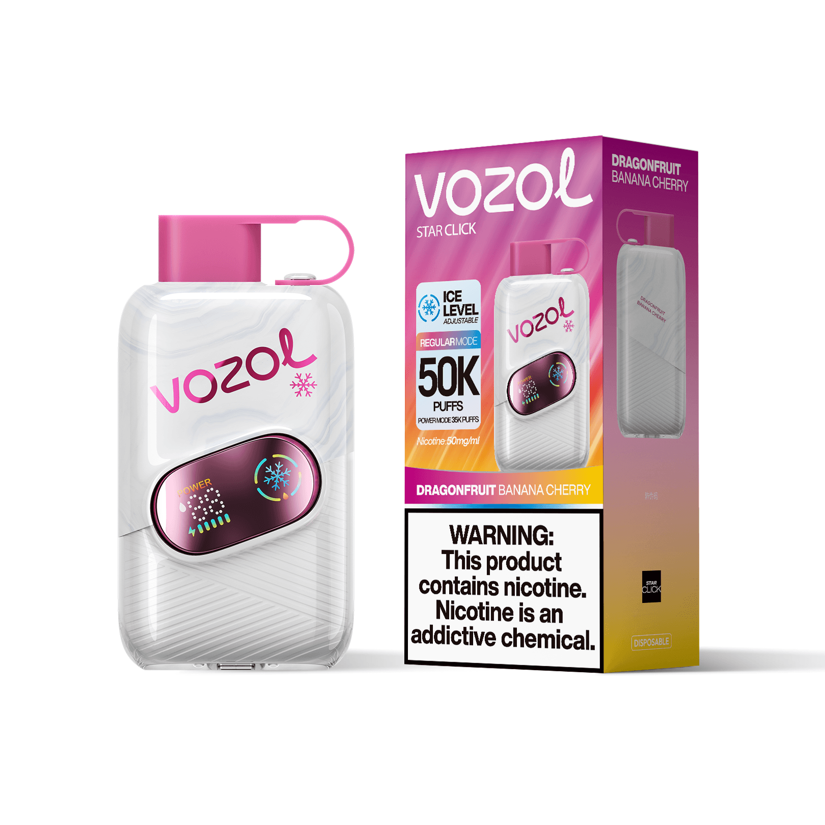 Entrepôt UE 1 PCS Vozol Star Click 50000 Bouffées 50k Vape Jetable avec Écran Bildschirm Vape Boisson Énergisante Longue Durée