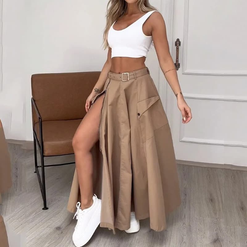 Women's Clothing women's suits 2023 summer new sleeveless solid color slit two-piece suit