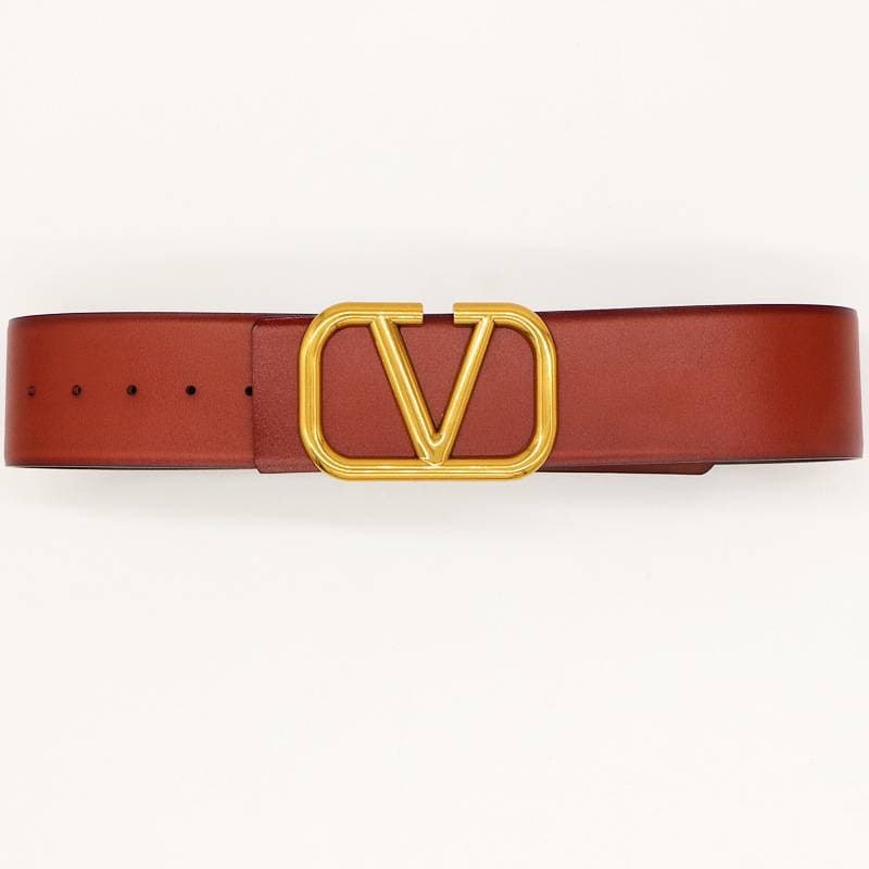 Ceinture en cuir de vache avec boucle en V pour femme, large, décorative, avec jupe, taille ajustée
