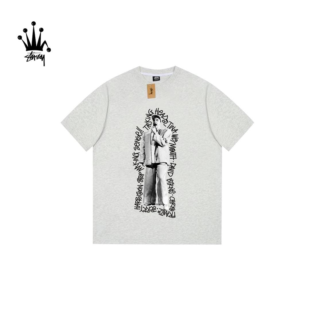Stussy Shouting Wheat Character Pattern Printed Pure Cotton Short Sleeved T-shirt
