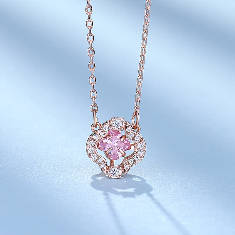 Four Leaf Clover Necklace Rose Gold Five Flower Bracelet Clover Set With Elements Style Crystals