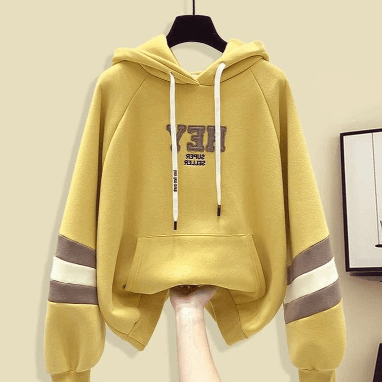 Women's Clothing fish scales, a large number of spot fashion hooded sweatshirts for women autumn new color matching fashionable tops fat mm loose