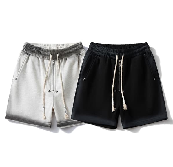 [UrbanGrind] Men's Washed Grey Shorts - Distressed Drawstring 4" Inseam | Streetwear Casual