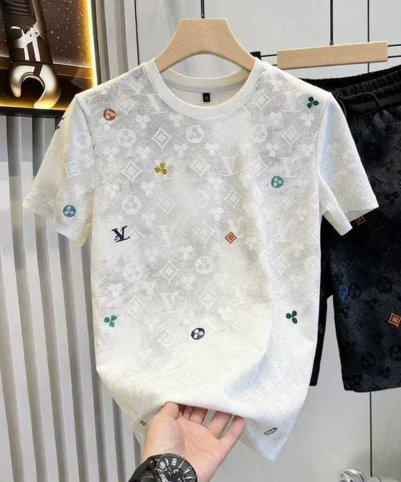 Ensemble de sport jacquard indispensable pour l'été - T-shirt à manches courtes et short, tenue deux pièces pour un confort décontracté