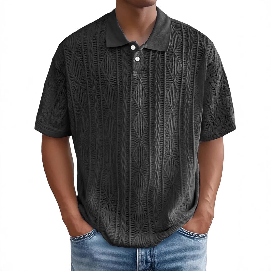 Men's Clothing Spring And Summer Loose Texture Polo Shirt Retro Lapel T Shirt Breathable Men's Short Sleeved Shirt