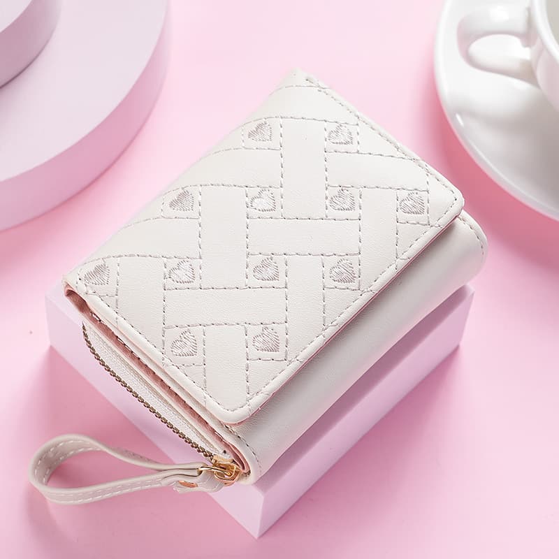 Women's Short Wallet Summer New Versatile High-end Embroidered Heart Coin Purse For Women