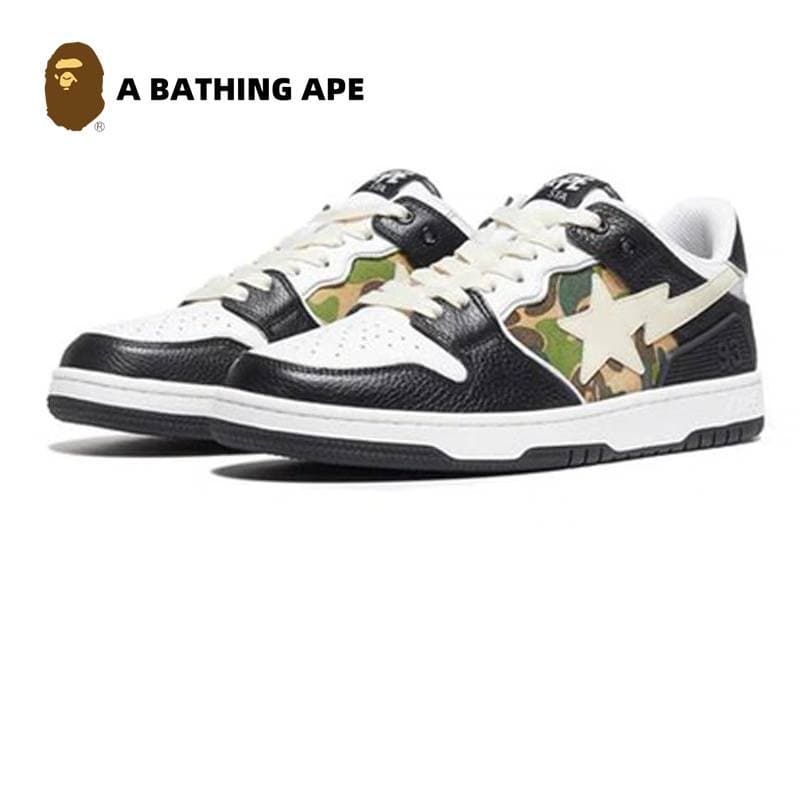 A BATHING-APE Bape-STA SK8 DUNK NO.93 Classic Low Help Flash Star Contrast Fashion Board Shoes Casual Skateboarding Shoes Unisex