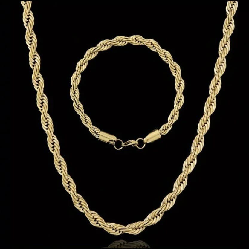 Foreign Trade Silver Braided Bracelet European And Trend Simple Hip-Hop Chain American Street Style Jewelry Set