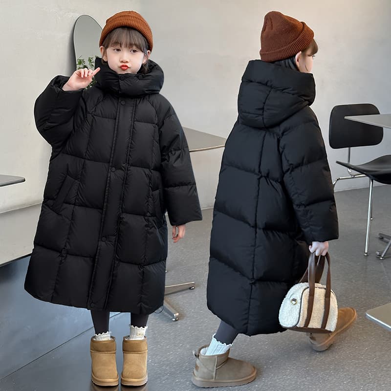 2024 New Children's Down Cotton Jacket, Extended Knee Length Cotton Jacket, Korean Style