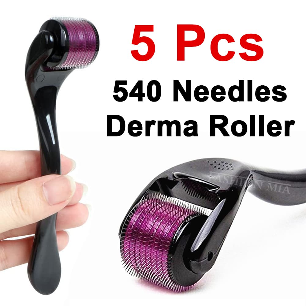 5 Pcs Titanium Derma Hair Growth Beard 540 Microneedle For Facial Skin Care Body MTS Micro Needle Roller Treatment