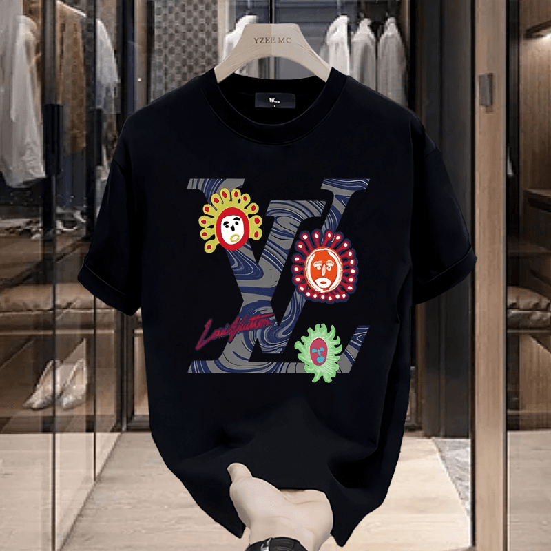 T-shirt à manches courtes et col rond pour homme, 100 % coton, de haute qualité