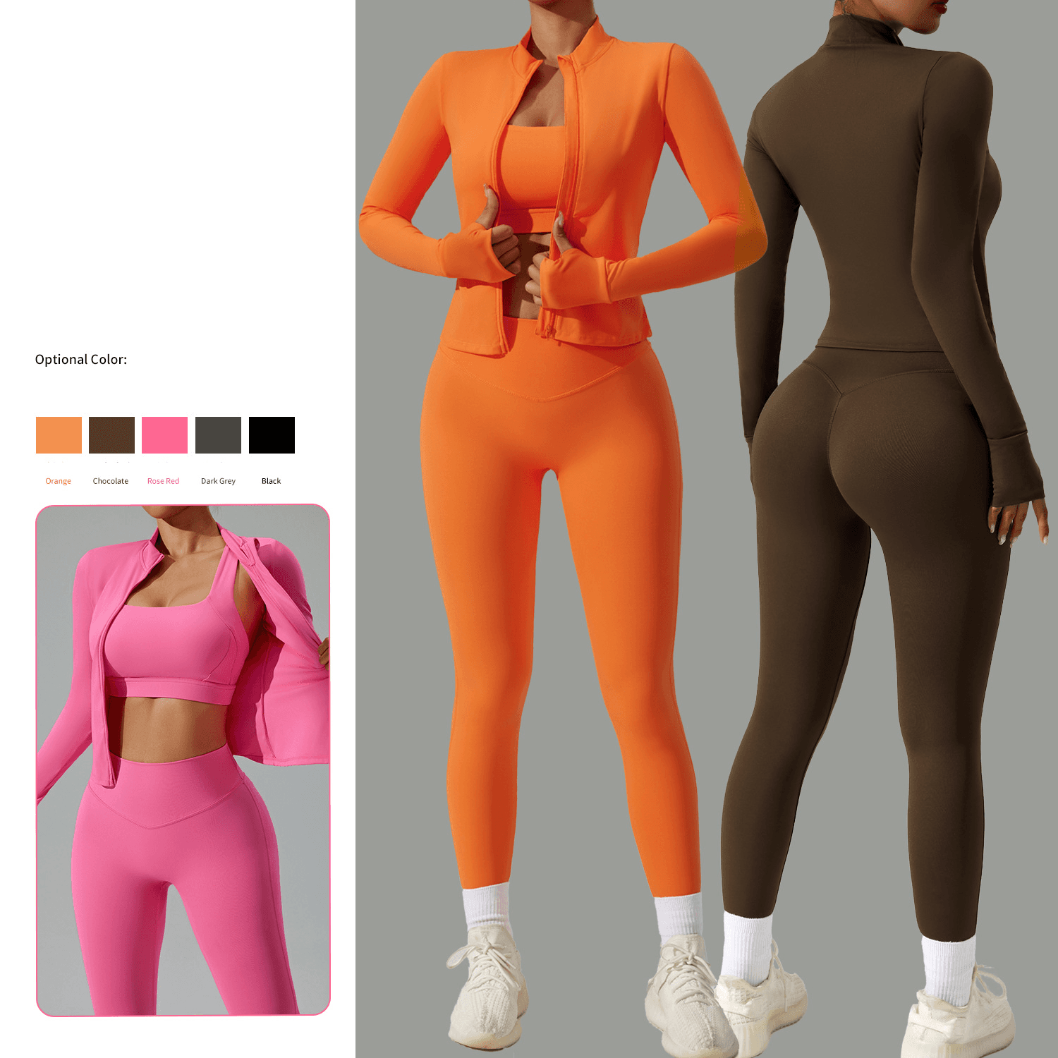 Women's Clothing new tight yoga suit women's cardigan running sportswear suit quick drying fitness suit three piece suit