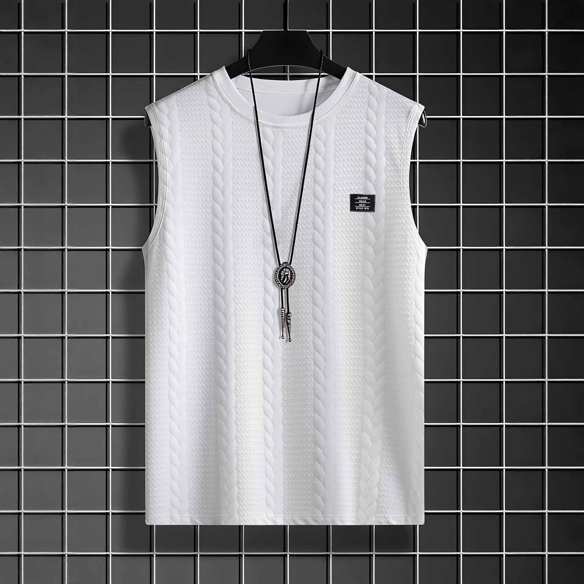 Men's Summer Trendy Fashion Vests Breathable Street Casual Everyday Style Sleeveless Polyester Tank Tops For Men
