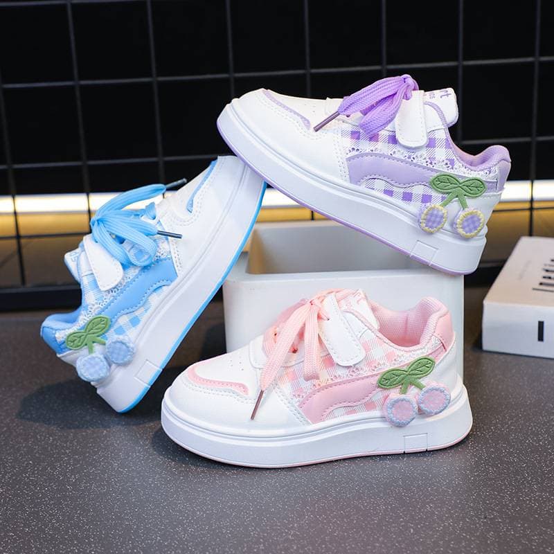 Children's small white shoes girls students flat casual sports shoes board shoes leather upper single shoes
