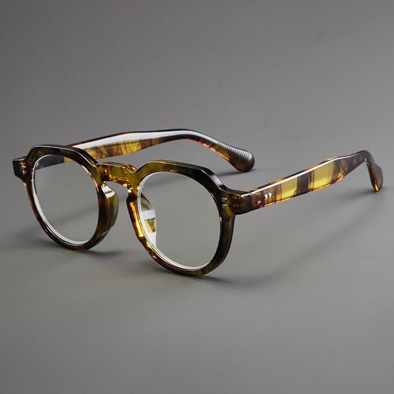 Fashion Round Frame Jelly Bag Flower Jade Feel Rice Nail Anti-Blue Light Nerd Fresh Style Non-Prescription Glasses