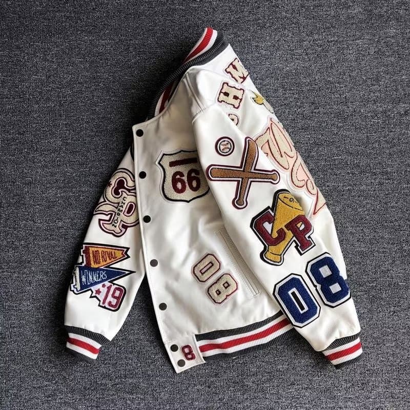 Men's Clothing New heavy industry embroidered leather jacket men's casual short jacket baseball jacket PU leather short jacket loose top ins trend
