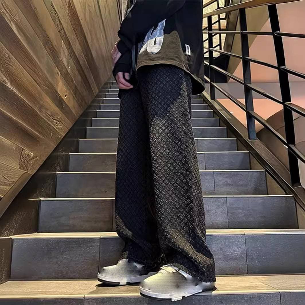 Men's Clothing Starry Sky Pattern Jeans Niche Design Straight Flared Wide Leg Pants
