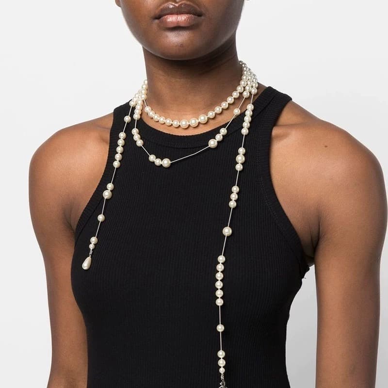 Vivienne's New Broken Pearl Asymmetric Three-dimensional Saturn Long Necklace, XTH024