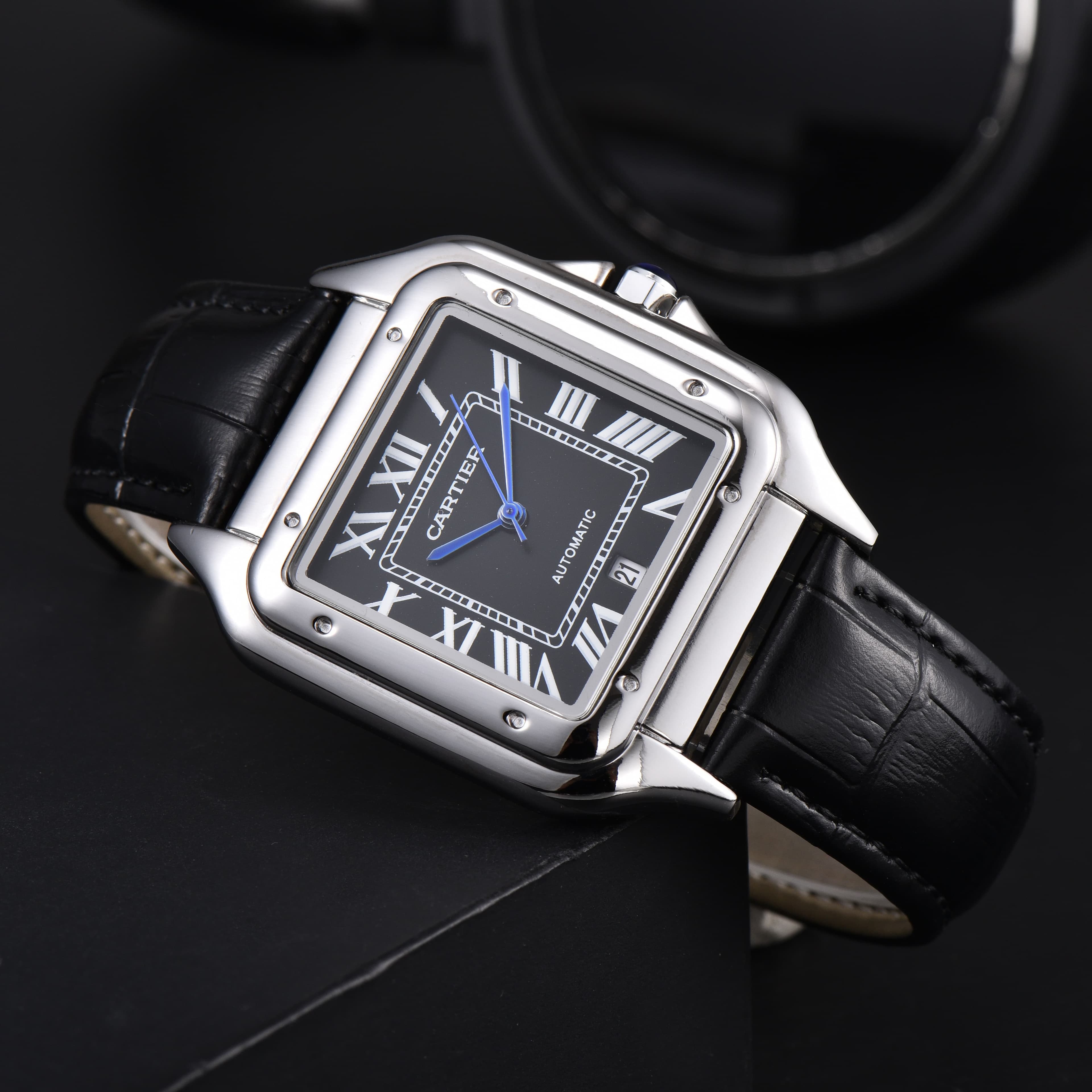 Montre homme à mouvement quartz, design carré classique, tendance incontournable