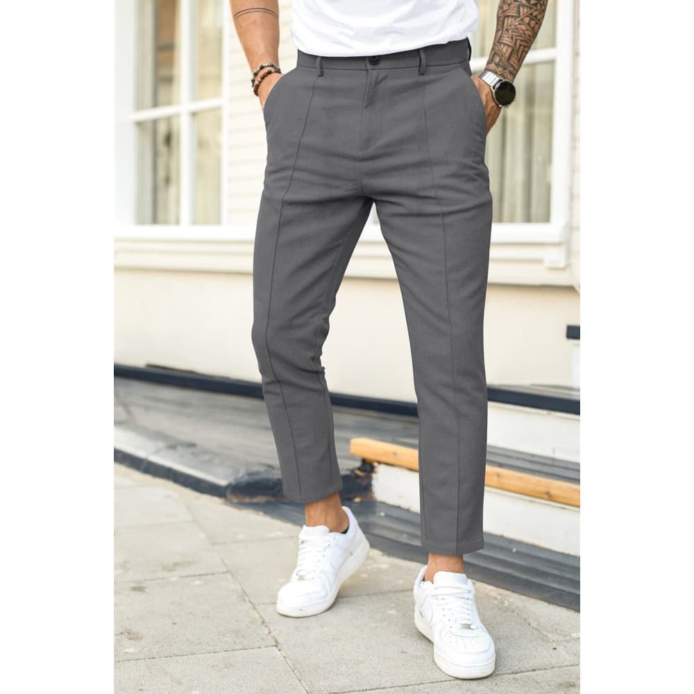 Men's Clothing 2025 New Spring And Autumn Men's Double Pleated Line Solid Color Casual Formal Trousers