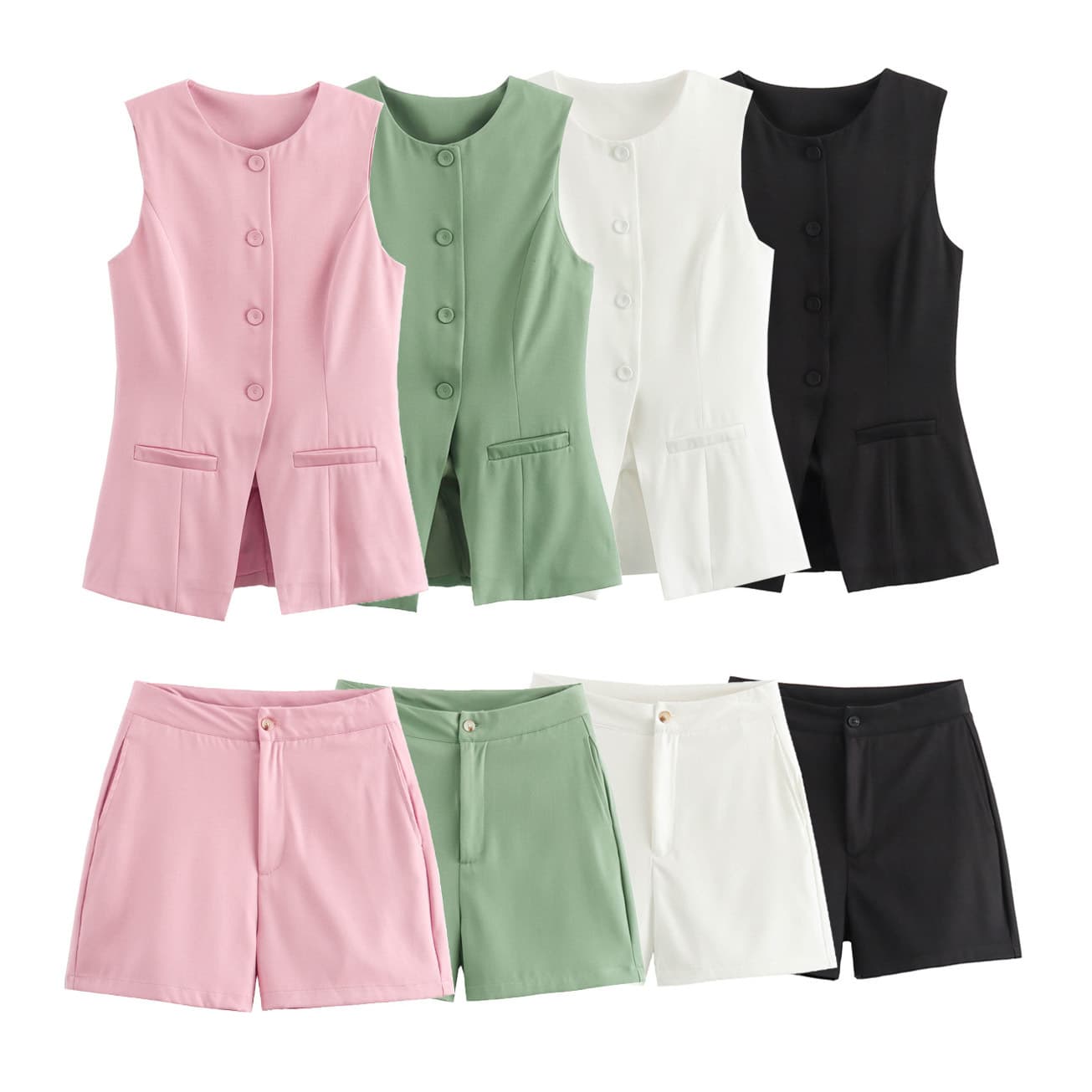 Women's clothing new V-neck single-breasted slim vest + shorts fashion suit