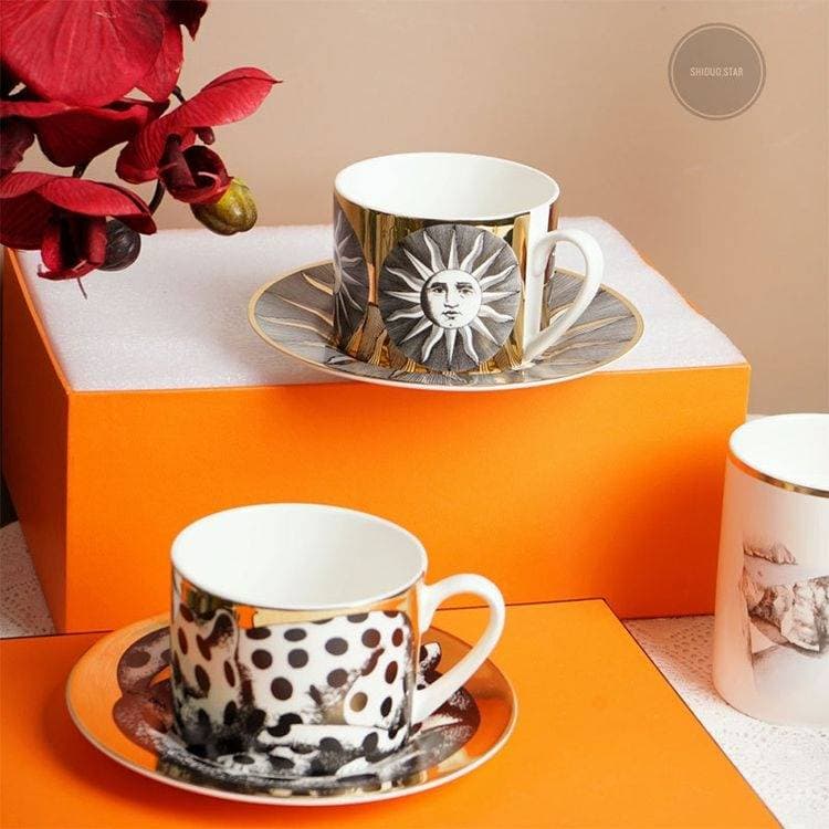 Italian Eye Palace Sun Ceramic Coffee Cup Saucer